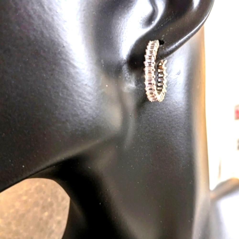 Swarovski Crystal Elements Silver Hoop Earrings - Picture 1 of 5